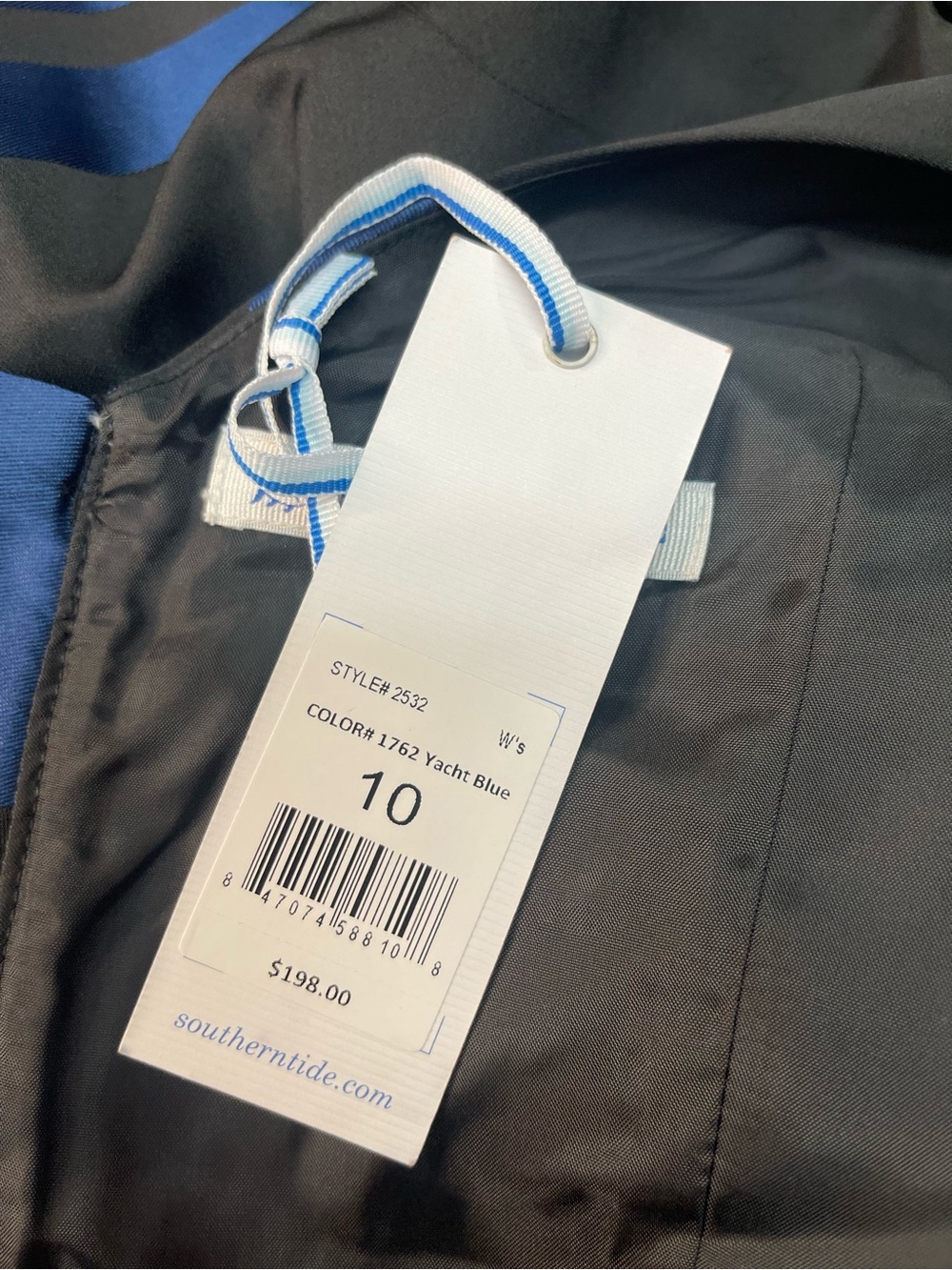 Southern Tide Fit and Flare Stripe Satin Dress Blue Black - Picture 12 of 16